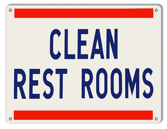 Small Clean Restrooms Vintage Style Metal Sign 9 × 12