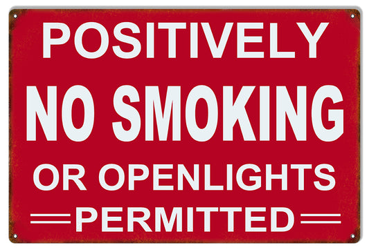 Positively No Smoking Permitted Vintage Style Metal Sign 12 x 18
