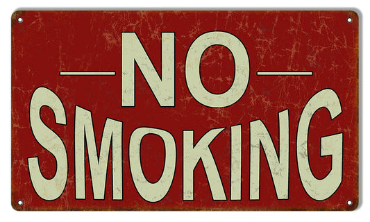 No Smoking Vintage Style Metal Sign 8 × 14