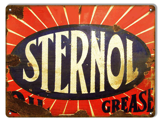 Sternol Grease Motor Oil Vintage Style Metal Sign 9 × 12