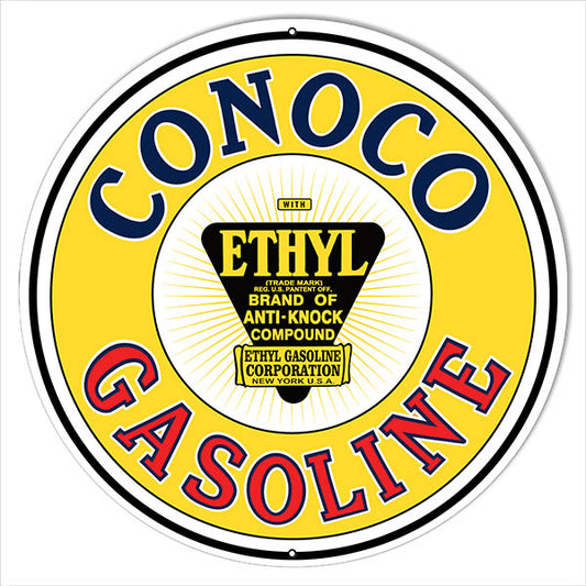 Yellow Conoco Gasoline Motor Oil 24 x 24