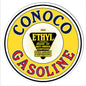 Yellow Conoco Ethyl Gasoline Motor Oil 14 x 14