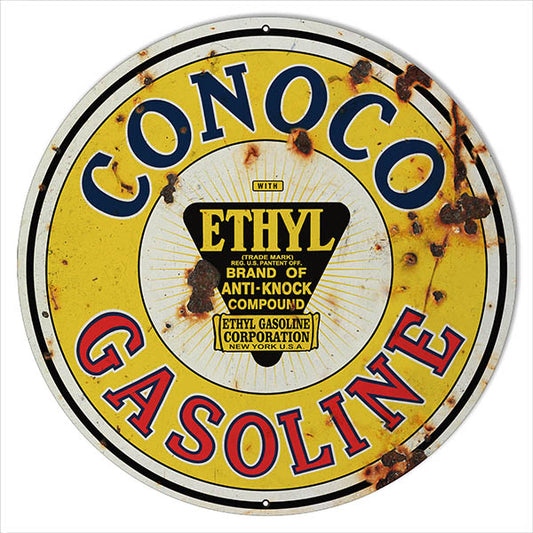 Rustic Conoco Gasoline Motor Oil 24 x 24