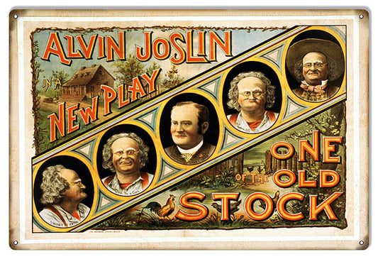 Alvin Joslin New Play Vintage Style Metal Sign 12 x 18