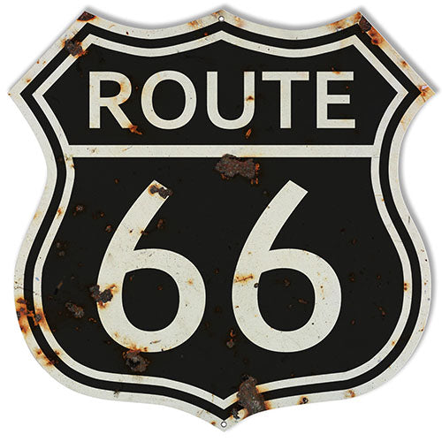 Black Route 66 Vintage Style Metal Sign 15 x 15