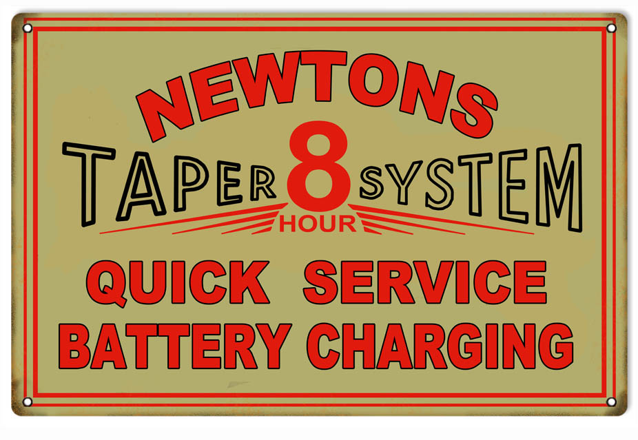 Newtons 8 Hour Battery Service Gas Station 16×24