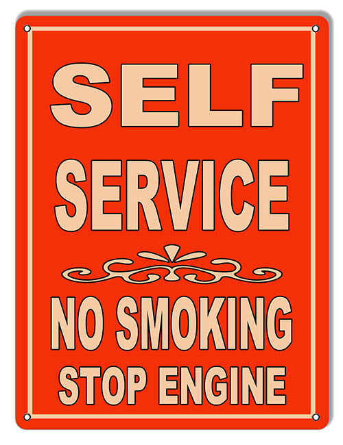 No Smoking Stop Engine Vintage Style Metal Sign 9 × 12