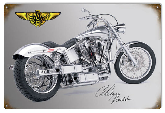 Sleek Silver Motorcycle 12x18