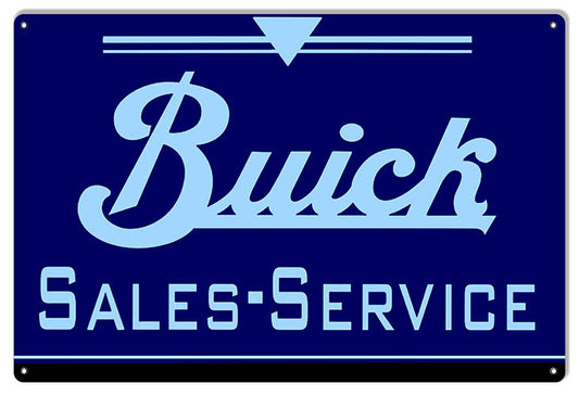 Blue Buick Sales And Service Gas Station Vintage Style Metal Sign 12 × 18