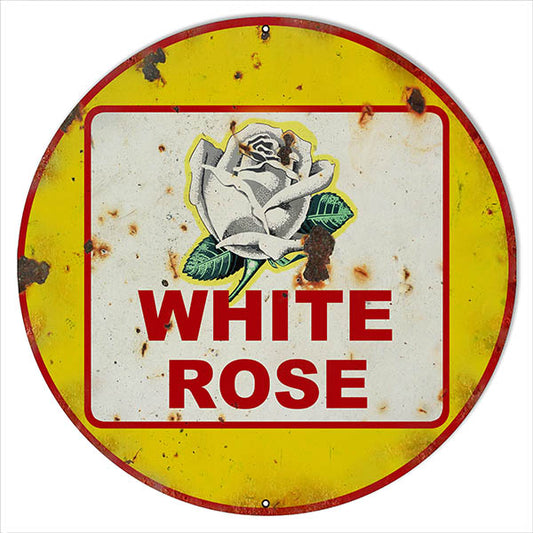 Yellow White Rose Motor Oil Vintage Style Metal Sign 18 x 18