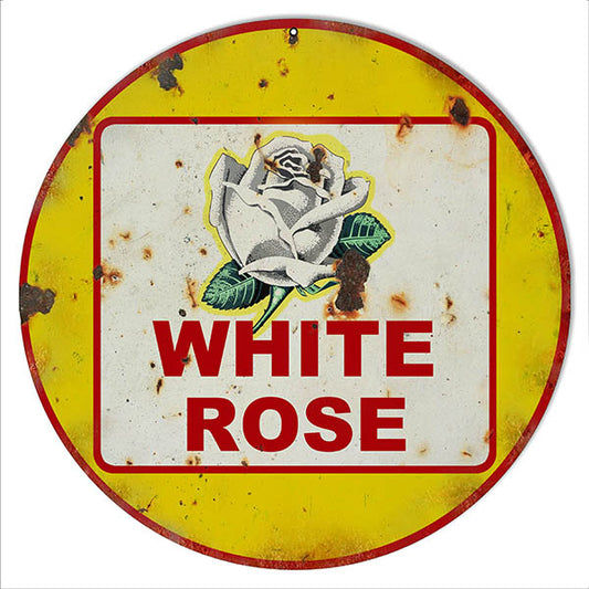 Yellow White Rose Motor Oil Vintage Style Metal Sign 14 x 14