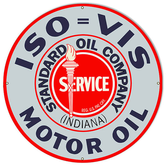 Extra ISO VIS Standard Service Motor Oil Vintage Style Metal Sign 30 x 30