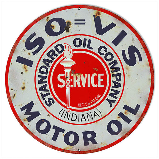 ISO VIS Standard Service Motor Oil Vintage Style Metal Sign 24 x 24