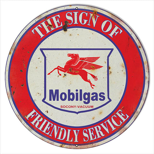 Mobilgas Motor Oil Vintage Style Metal Sign 18 x 18