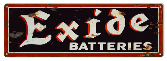 Exide Batteries Gas Station Vintage Style Metal Sign 6 × 18