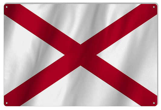 Alabama State Flag Vintage Style Metal Sign 12 × 18