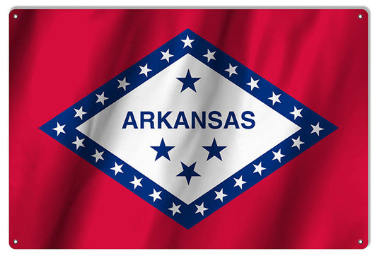 Arkansas State Flag Vintage Style Metal Sign 12 × 18