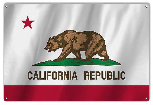 California State Flag Vintage Style Metal Sign 12 × 18