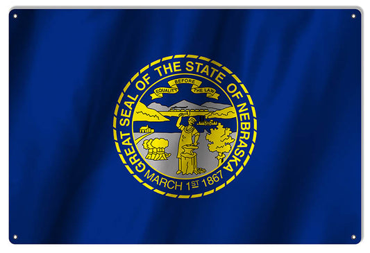 Nebraska State Flag Vintage Style Metal Sign 12 × 18