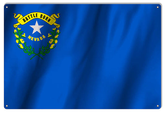 Nevada State Flag Vintage Style Metal Sign 12 × 18