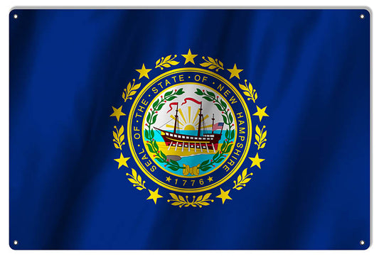 New Hampshire State Flag Vintage Style Metal Sign 12 × 18