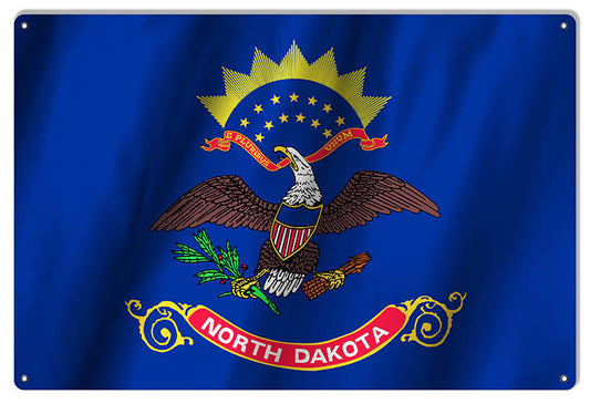 North Dakota State Flag Vintage Style Metal Sign 12 × 18