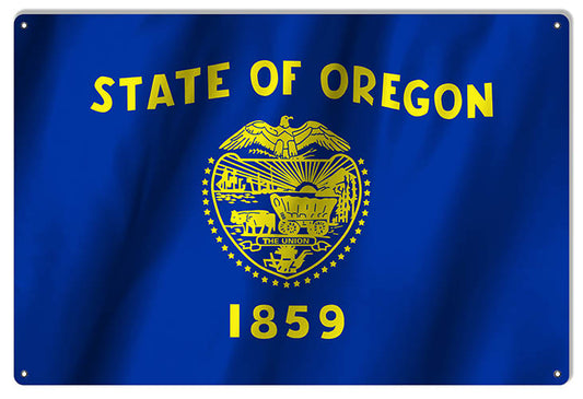 Oregon State Flag Vintage Style Metal Sign 12 × 18