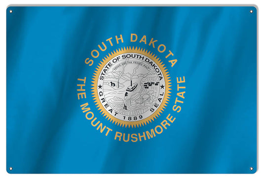 South Dakota State Flag Vintage Style Metal Sign 12 × 18