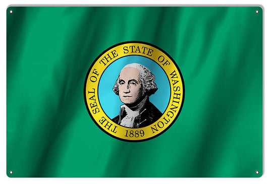 Washington State Flag Vintage Style Metal Sign 12 × 18