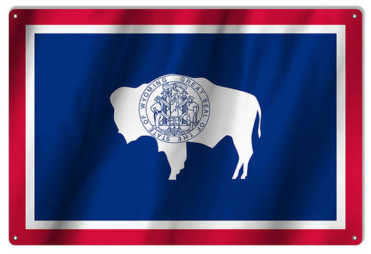 Wyoming State Flag Vintage Style Metal Sign 12 × 18