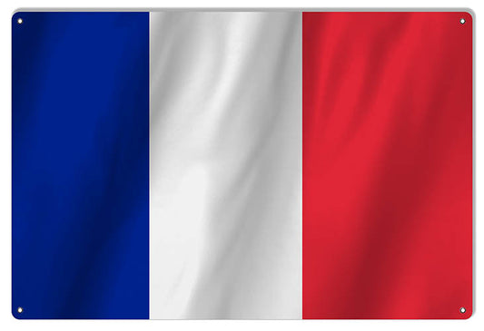 France International Flag. Vintage Style Metal Sign 12 × 18
