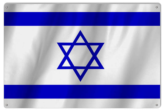 Israel International Flag. Vintage Style Metal Sign 12 x 18