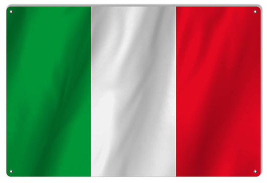Italy International Flag. Vintage Style Metal Sign 12 x 18