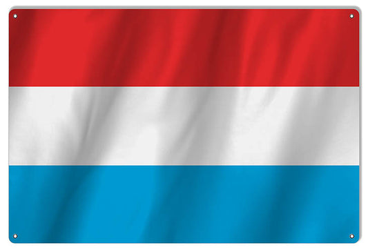Luxembourg International Flag. Vintage Style Metal Sign 12 × 18