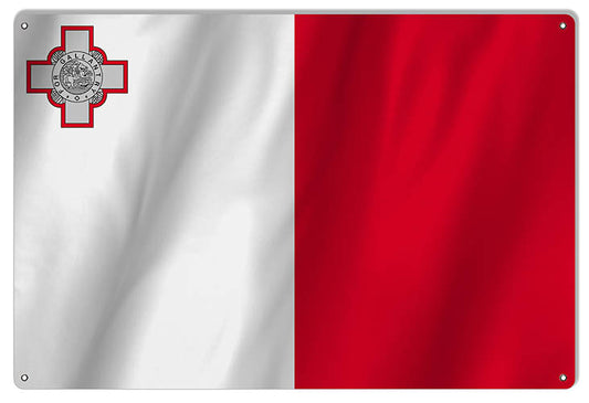 Malta International Flag. Vintage Style Metal Sign 12 × 18