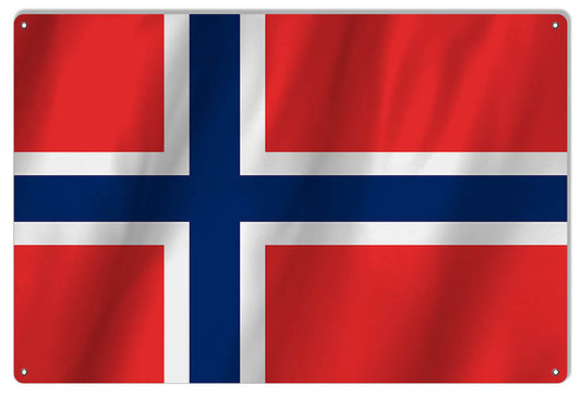 Norway International Flag. Vintage Style Metal Sign 12 × 18