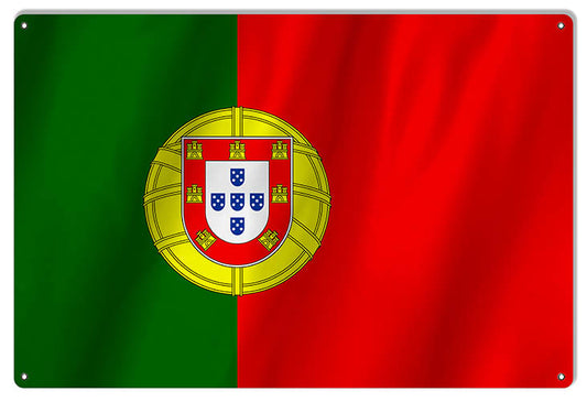 Portugal International Flag. Vintage Style Metal Sign 12 × 18