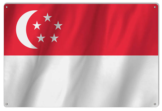 Singapore International Flag. Vintage Style Metal Sign 12 × 18