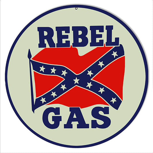 Rebel Gas Station Confederate Flag Vintage Style Metal Sign 14 x 14