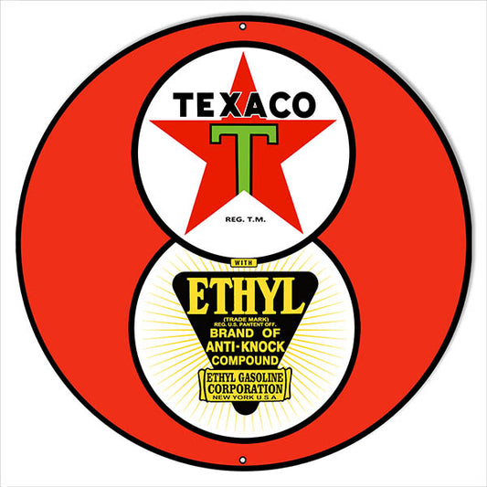 Red Ethyl Texaco Motor Oil Vintage Style Metal Sign 24 x 24