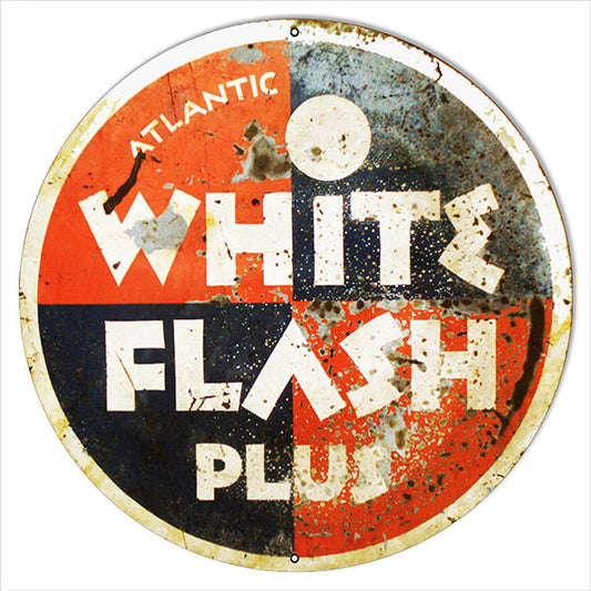 White Flash Plus Motor Oil Vintage Style Metal Sign 24 x 24