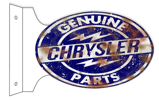 Genuine Chrysler Parts Double Sided Flange Vintage Style Metal Sign 12 × 18