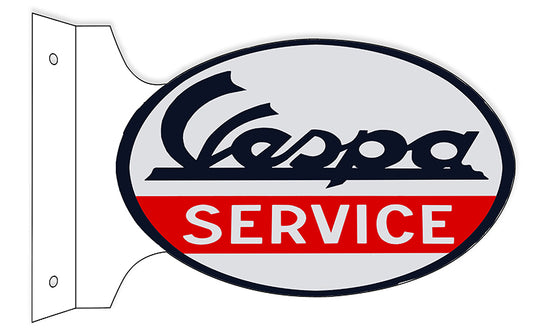 Vespa Service Double Sided Flange Vintage Style Metal Sign 12 × 18