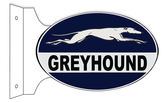Greyhound Bus Double Sided Flange Vintage Style Metal Sign 12 × 18
