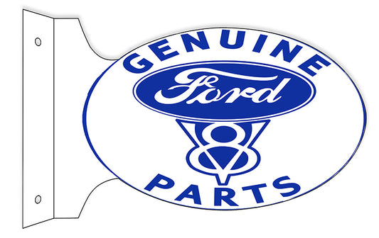 Genuine Ford V 2 Side Flange Vintage Style Metal Sign 12 × 18