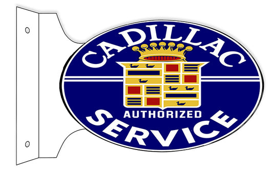 Cadillac Service Double Sided Service Station Flange Vintage Style Metal Sign 12 × 18