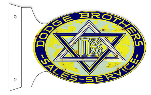Dodge Brothers Sales and Service Double Sided Flange Vintage Style Metal Sign 12 × 18