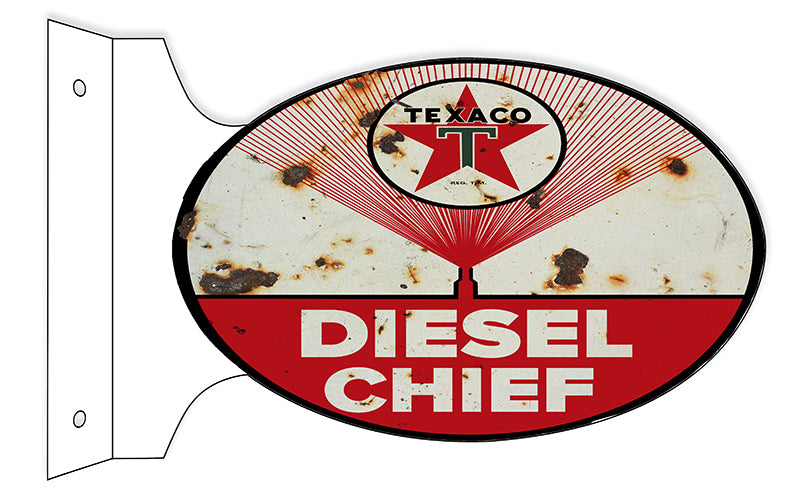 Texaco Diesel Chief Gasoline Double Sided Flange 12×18