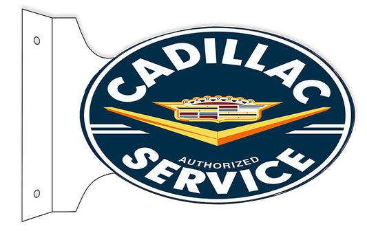 Double Sided Flange Cadillac Service Vintage Style Metal Sign 12 × 18
