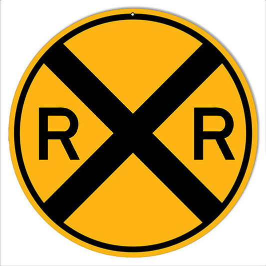 RR Railroad Crossing Vintage Style Metal Sign 12 x 13
